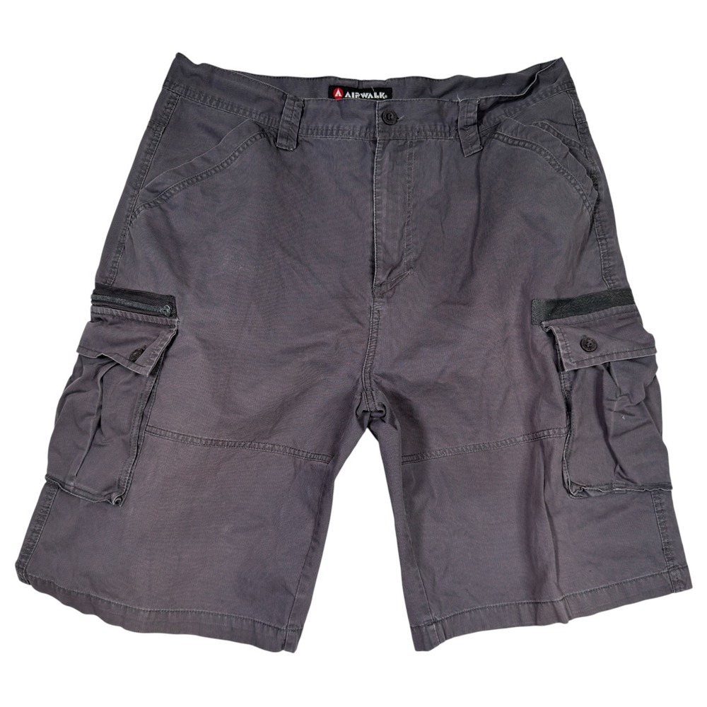 Airwalk Cargo Shorts Mens 38 Gray Utility Pockets Casual Skate